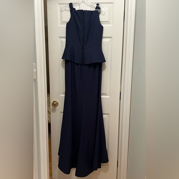 Gia Franco NAVY 12012 Peplum Mermaid long Gown size 14 NWOT - Picture 4 of 8